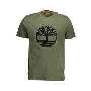 Groen Bio-Katoenen T-shirt met Handtekeninglogo Timberland , Green , H...