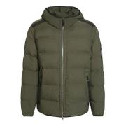 Stretch Hooded Puffer Jas Stone Island , Green , Heren