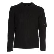 Zwarte Rib Crew Neck Gebreide kleding C.p. Company , Black , Heren