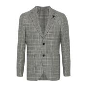 Geruite Wol Jas Lardini , Gray , Heren