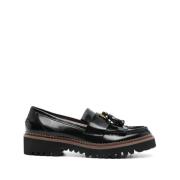 Zwarte leren loafers met kwastdetail Coccinelle , Black , Dames