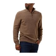 Taupe Half Zip Button Pullover Sweater Profuomo , Brown , Heren