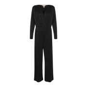 Zwart Glitter Jumpsuit met V-Hals Part Two , Black , Dames