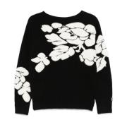 Bloemen Jacquard Ronde Hals Sweater Blugirl , Black , Dames