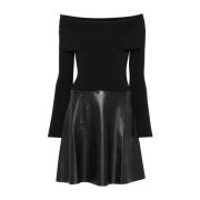 Zwarte Geribbelde Gebreide Cold-Shoulder Jurk Liu Jo , Black , Dames