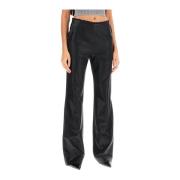 Wollen Twill Broek met Leren Afwerking Diesel , Black , Dames