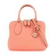 Gehamerd leren mini monogram tas Tory Burch , Pink , Dames