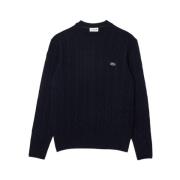 Blauwe Wollen Pullover Sweatshirt Aw24 Lacoste , Blue , Heren