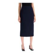 Slim Fit Virgin Wool Midi Rok Alessandra Rich , Blue , Dames