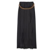 Geplooide Zwarte Rok met Messing Ketting Balenciaga , Black , Dames