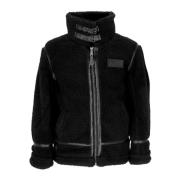 Zwarte Teddy Sherpa Jas met Hoge Kraag Alpha Industries , Black , Here...