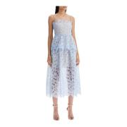 Kristalband Organza Kant Midi Jurk Self Portrait , Blue , Dames