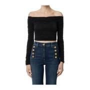 Zwarte Top voor Vrouwen Elisabetta Franchi , Black , Dames