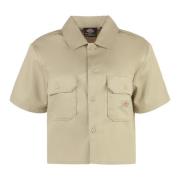 Katoenen overhemd met voorflapzakken Dickies , Beige , Dames