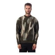 Camouflage Groene Trui Armani Exchange , Multicolor , Heren