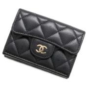 Pre-owned Leather wallets Chanel Vintage , Black , Dames