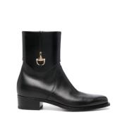 Klassieke Leren Laars voor Vrouwen Gucci , Black , Heren