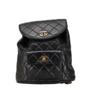 Pre-owned Leather backpacks Chanel Vintage , Black , Dames