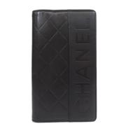 Pre-owned Leather wallets Chanel Vintage , Black , Dames