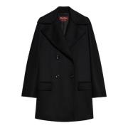 Zwarte Wollen Pea Coat met Kimono Mouwen Max Mara , Black , Dames