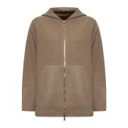 Hazelnoot Wol Kasjmiermix Gebreide Hoodie Max Mara , Brown , Dames