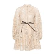 Beige Kant Jurk met Opstaande Kraag Zimmermann , Beige , Dames