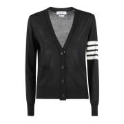 Gestreepte Merinowol V-hals Vest Thom Browne , Black , Dames