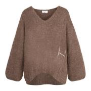 Oversized V-hals Sweater Hést , Brown , Dames