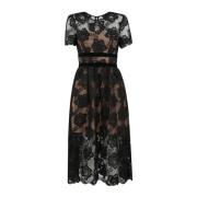 Elegante Velvet Bow Midi Jurk Self Portrait , Black , Dames