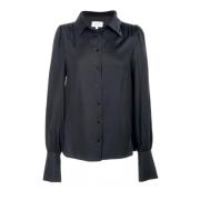 Elegante Geweven Zwarte Blouse Top Hést , Black , Dames