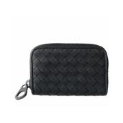 Zwarte leren portemonnee met ritssluiting Bottega Veneta , Black , Her...