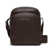 PU leren schoudertas - Bruin Calvin Klein , Brown , Heren