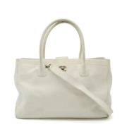 Pre-owned Leather totes Chanel Vintage , White , Dames