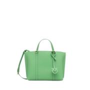 Gele Leren Winkel Tas Gemaakt in Vietnam Pinko , Green , Dames