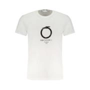 Katoen Logo Print Korte Mouw Tee Trussardi , White , Heren