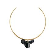 Gouden Petal Choker Ketting Malababa , Black , Dames