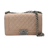 Pre-owned Leather chanel-bags Chanel Vintage , Beige , Dames