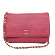 Pre-owned Leather wallets Chanel Vintage , Pink , Dames