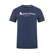 Heren Katoenen T-shirt met Logo Aquascutum , Blue , Heren