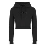 Zwarte Katoenen Hoodie met Logodetail Diesel , Black , Dames