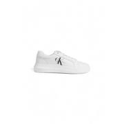 Chunky Cupsole Mono Leren Sneakers Calvin Klein Jeans , White , Dames