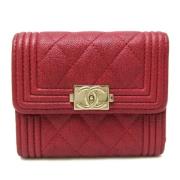 Pre-owned Leather wallets Chanel Vintage , Red , Dames