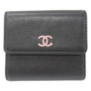 Pre-owned Leather wallets Chanel Vintage , Black , Dames