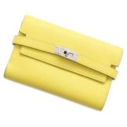 Pre-owned Leather wallets Hermès Vintage , Yellow , Dames