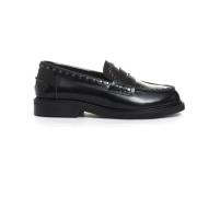 Zwarte Stud Loafer Schoenen Poesie Veneziane , Black , Dames