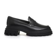 Zwarte leren mocassin loafer Hogan , Black , Dames