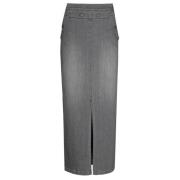 Denim Midi Rok Comfortabele Stijl Caroline Biss , Gray , Dames