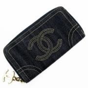 Pre-owned Denim wallets Chanel Vintage , Blue , Dames