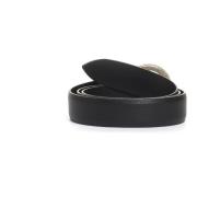 Zwarte Ronde Gesp Leren Riem Orciani , Black , Dames