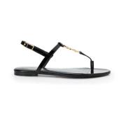 Zwarte platte sandalen elegante stijl Saint Laurent , Black , Dames